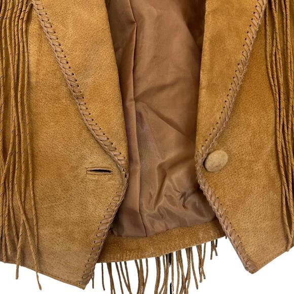 Cripple Creek Women's Real Genuine Fringe Leather Jacket Cropped Vintage Medium - Picture 4 of 8